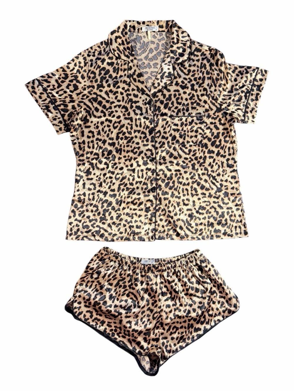🐆EKOUAER Leopard Print Women Pajama Set - Tan & Black